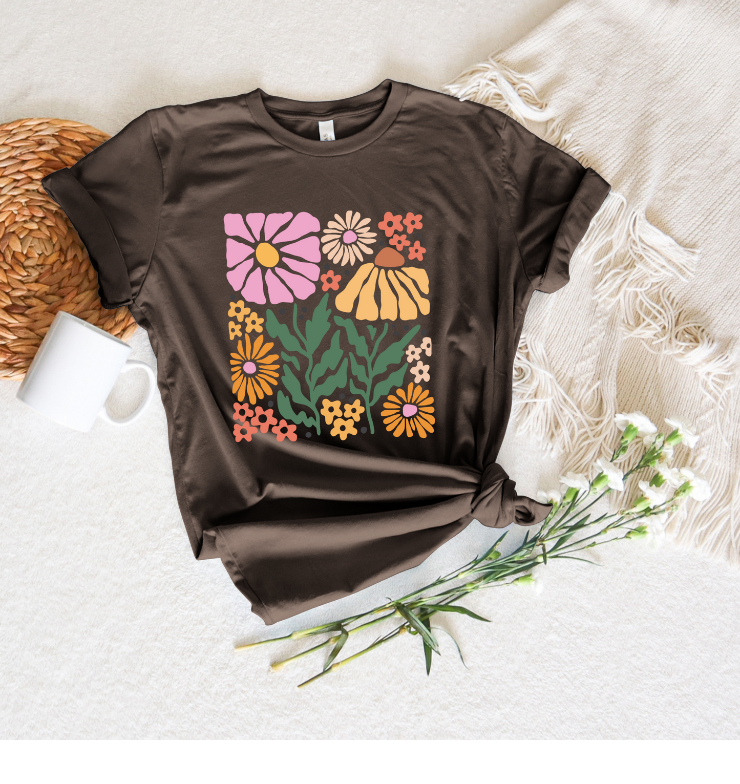 Pink and Orange Boho Flower Tee