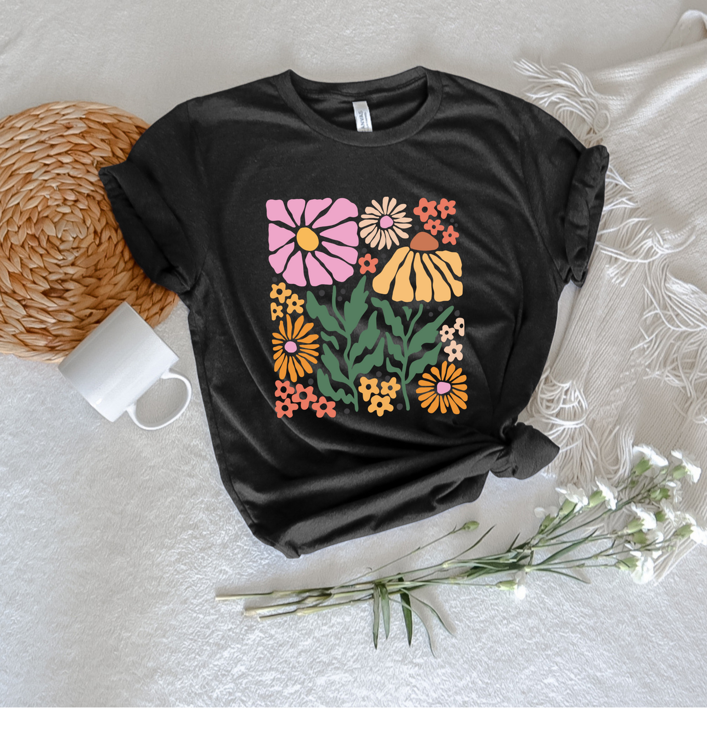 Pink and Orange Boho Flower Tee