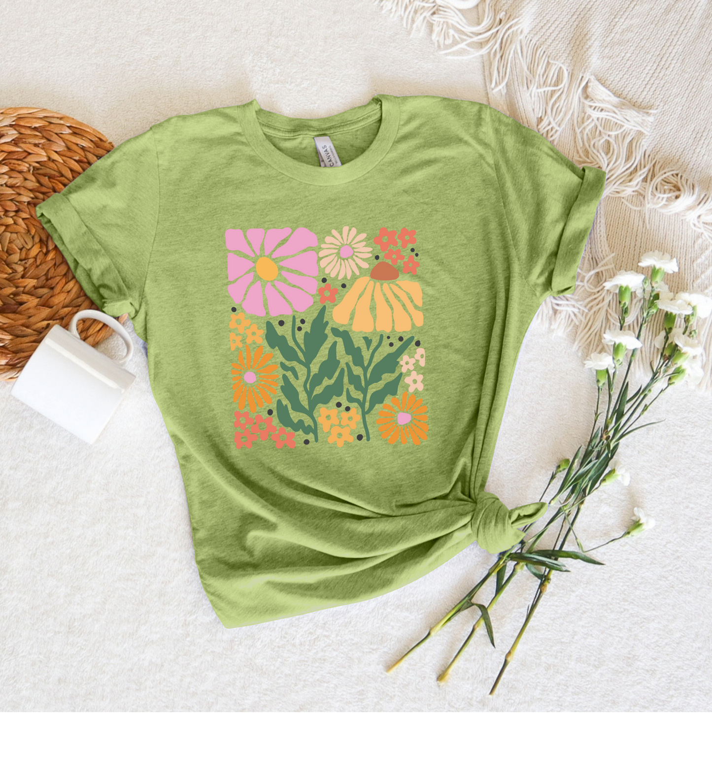 Pink and Orange Boho Flower Tee