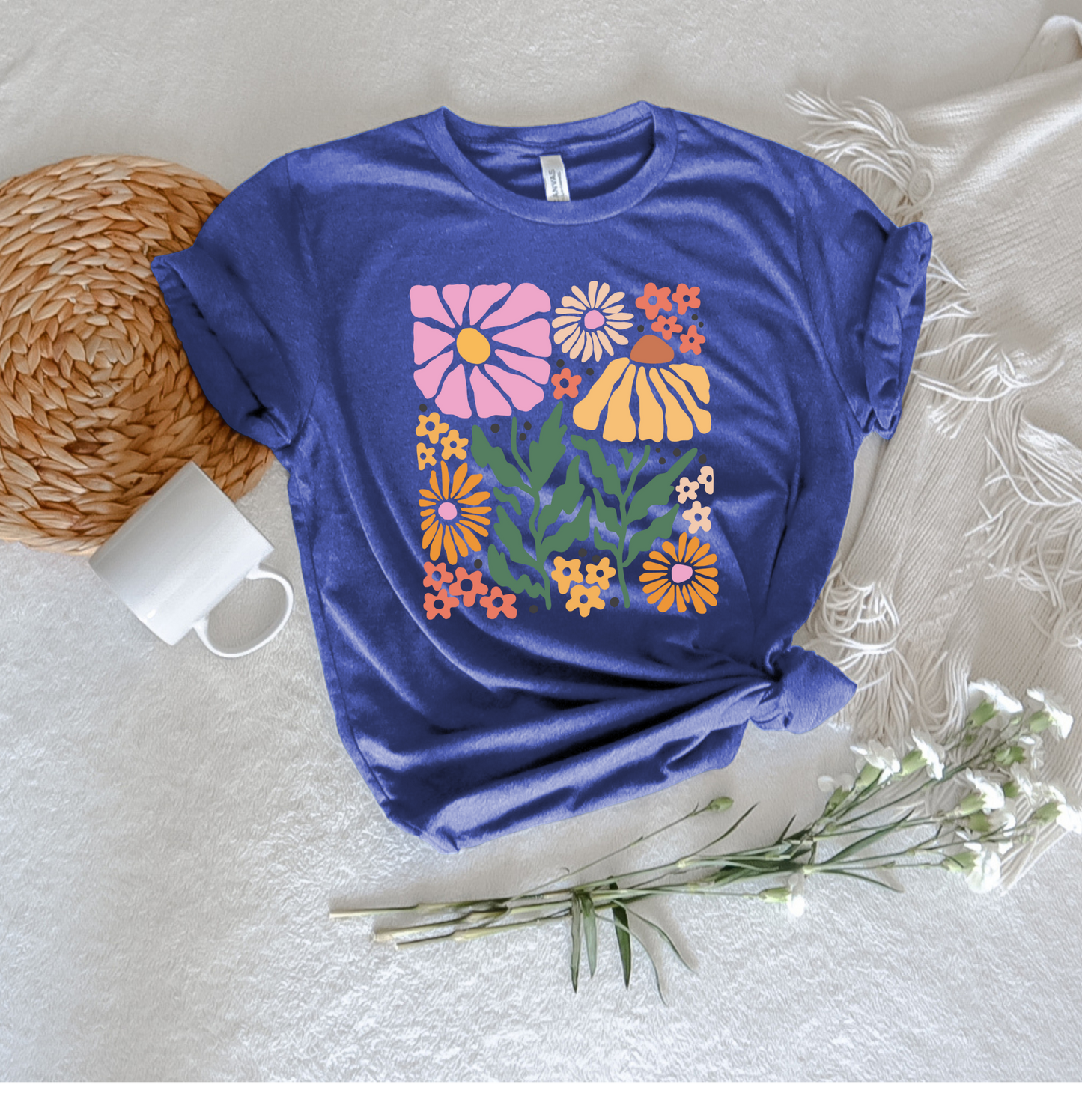 Pink and Orange Boho Flower Tee