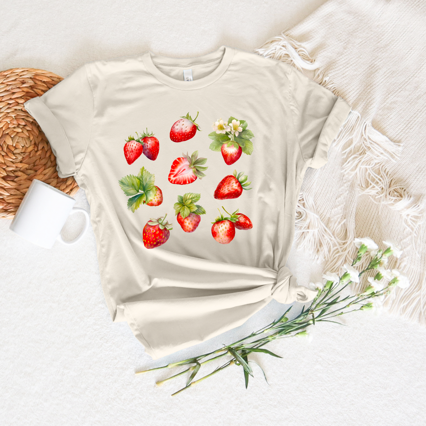 Illustrated Strawberry Tee - Stitch Squad Co