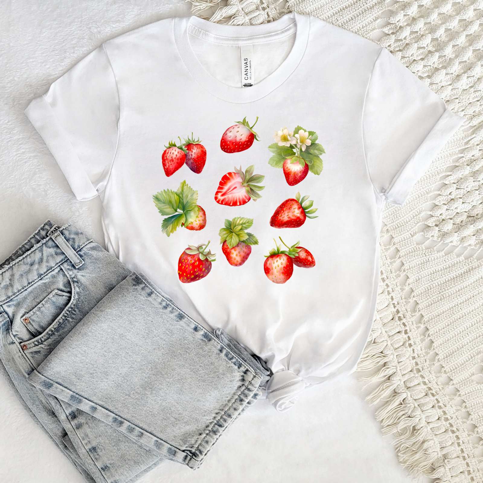 Illustrated Strawberry Tee - Stitch Squad Co