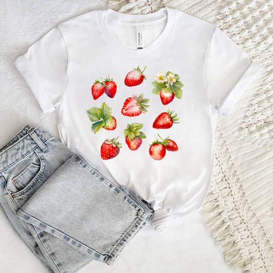 Illustrated Strawberry Tee - Stitch Squad Co