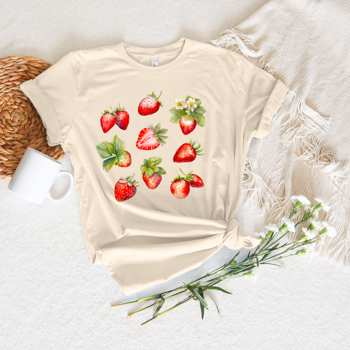 Illustrated Strawberry Tee - Stitch Squad Co