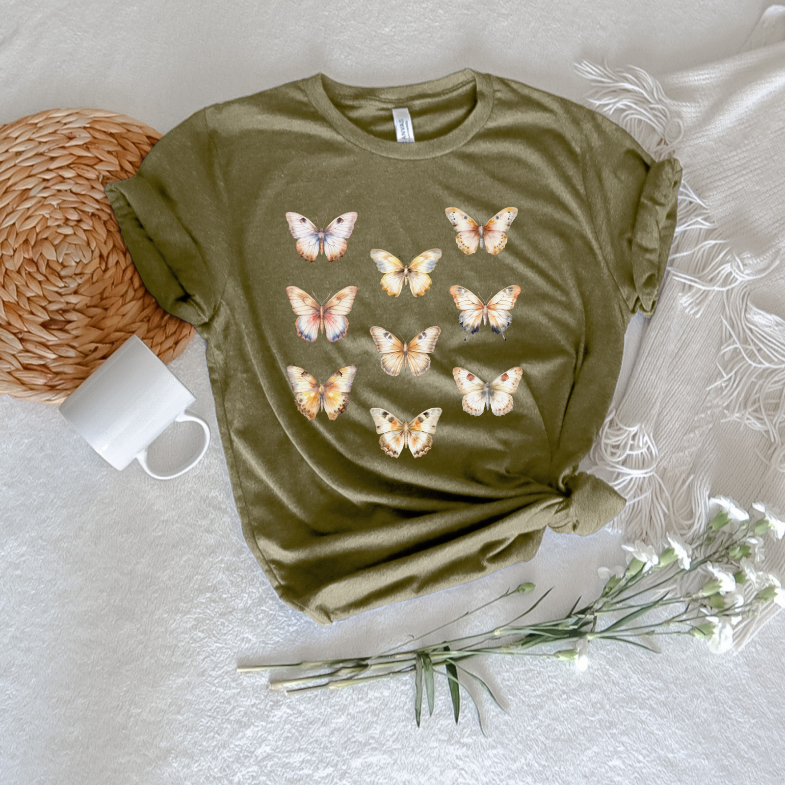 White Butterfly Tee - Stitch Squad Co