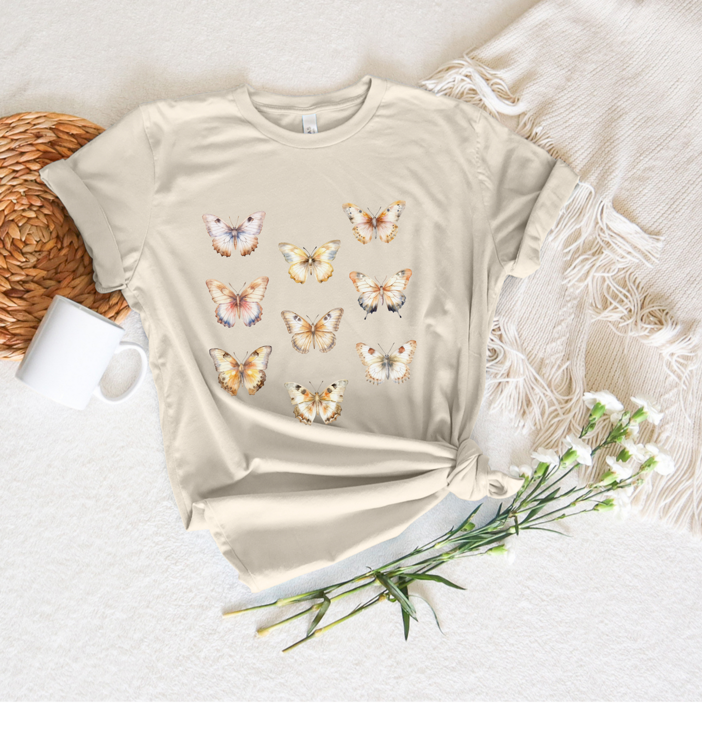 White Butterfly Tee - Stitch Squad Co