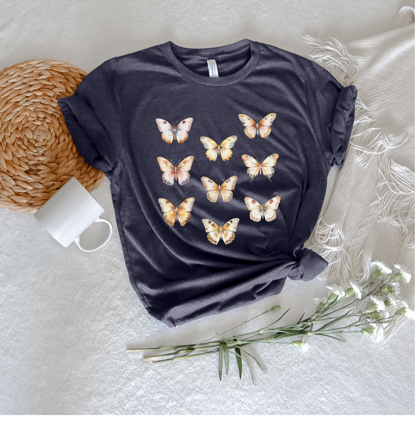 White Butterfly Tee - Stitch Squad Co