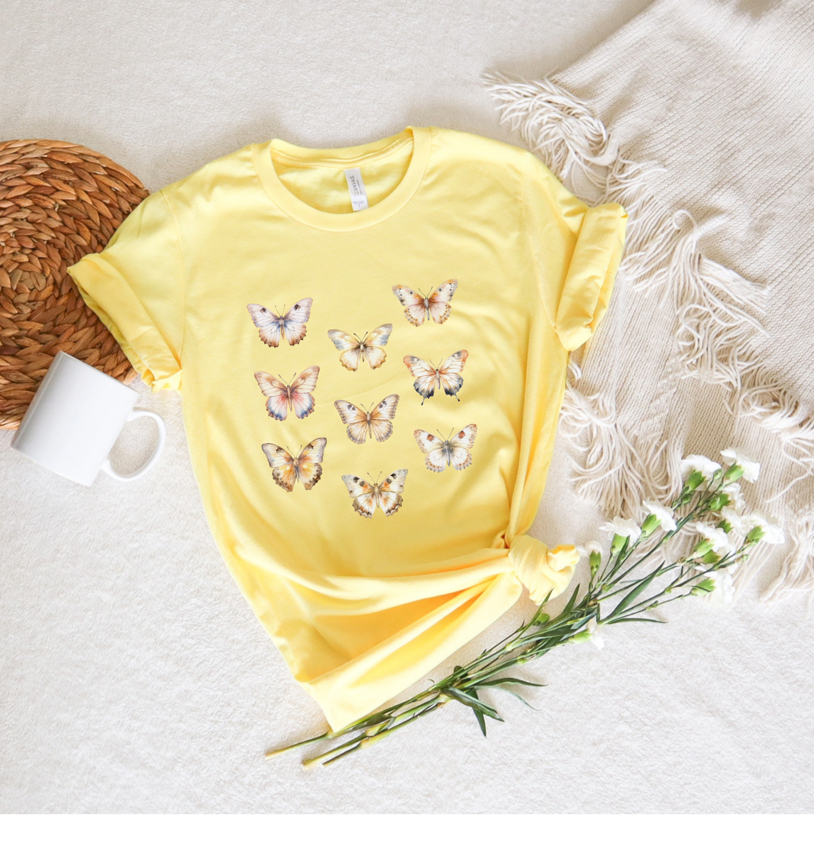 White Butterfly Tee - Stitch Squad Co